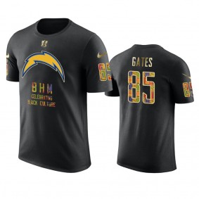 Chargers #85 Antonio Gates Black Black History Month T-Shirt - Men's