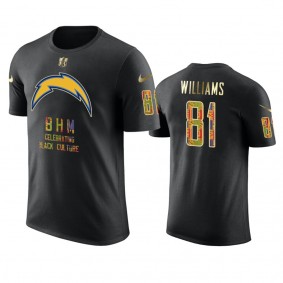 Chargers #81 Mike Williams Black Black History Month T-Shirt - Men's